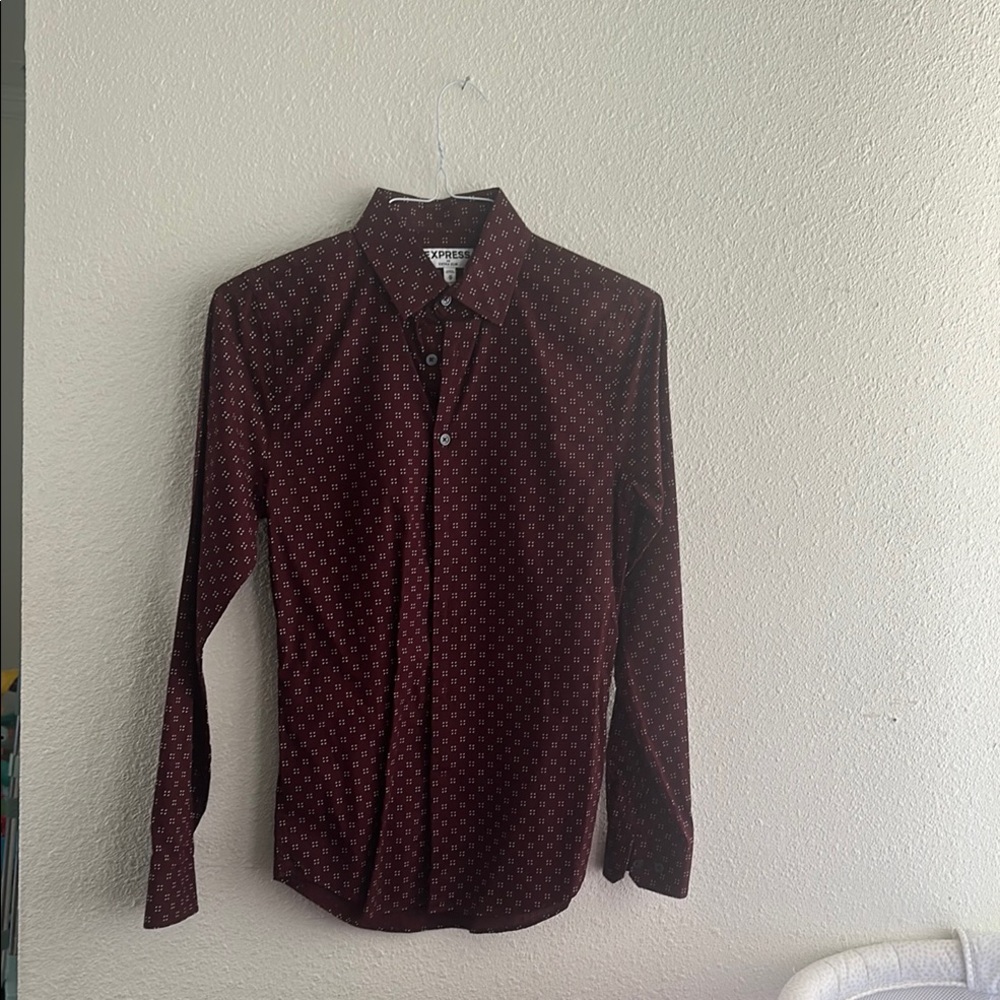 Express Men's Burgundy Shirt